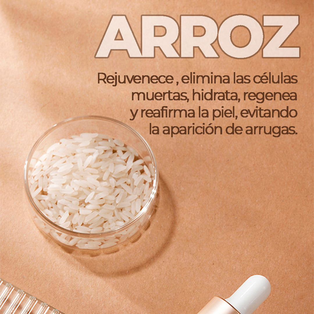 KIT DE TRATAMIENTO ANTIEDAD Y BLANQUEAMIENTO DE LA PIEL A BASE DE ARROZ BIOAQUA (4 productos)